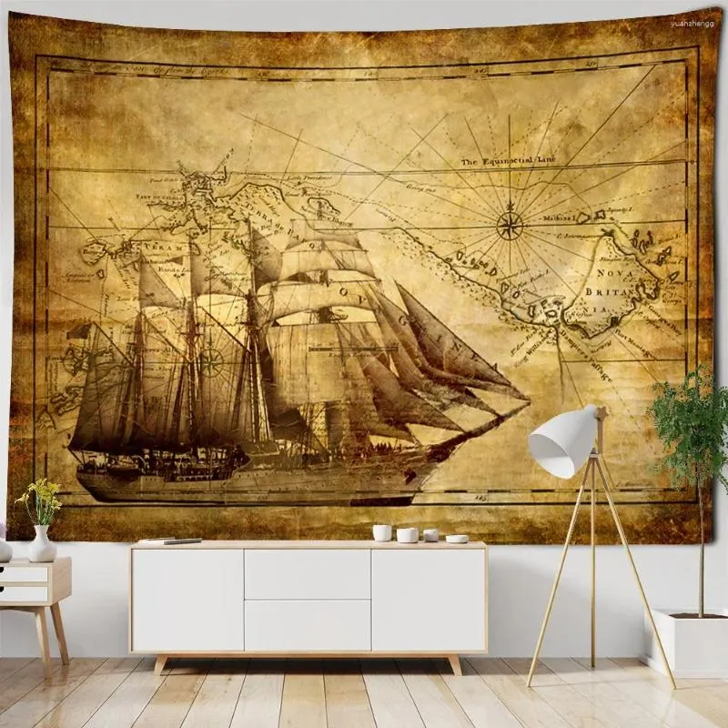 Tapisseries vintage navire de pirate tapisserie décoration maison pending art fond de cilmols salon peinture murale