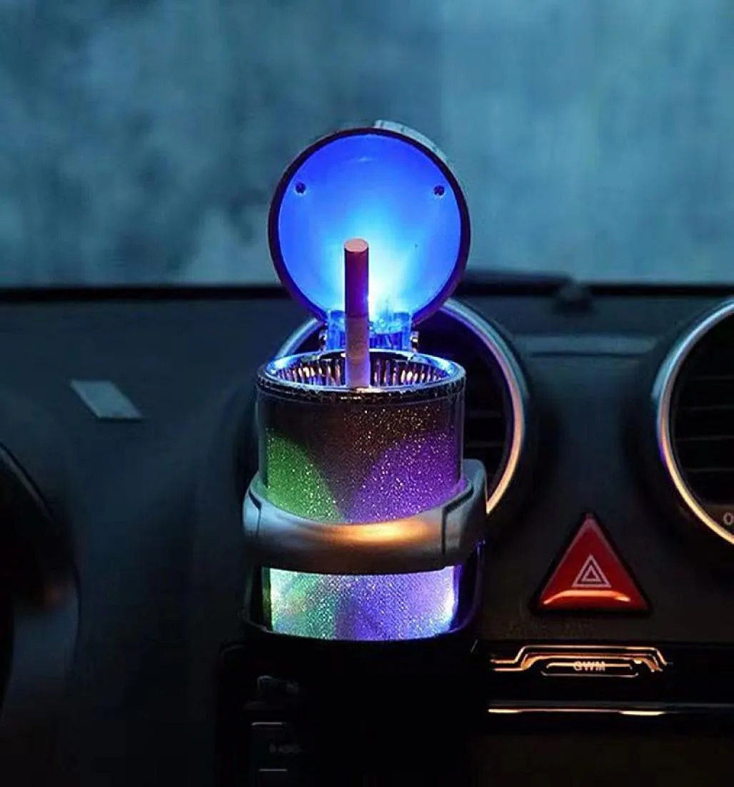 Universal Car AshTray med LED -lampor Kreativ personlighet täckt inuti multifunktionbilsförsörjningen9514840