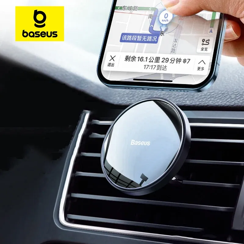 Stands BaseUs Magnetic Car Telefoonhouder Air Vent Universal voor iPhone 13 14 15 Pro smartphone Auto Telefoon Standondersteuning Ondersteuning Clip Mount Holder