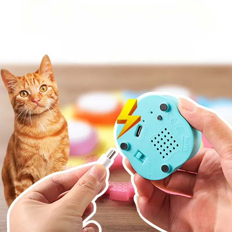 Clicker wiederaufladbare Mini -Haustier -Kommunikation kleine Aufnahmeknopf Katzen Hunde essen Sprechsprach -Lautsprecher Tasten Talk Training Klingeln