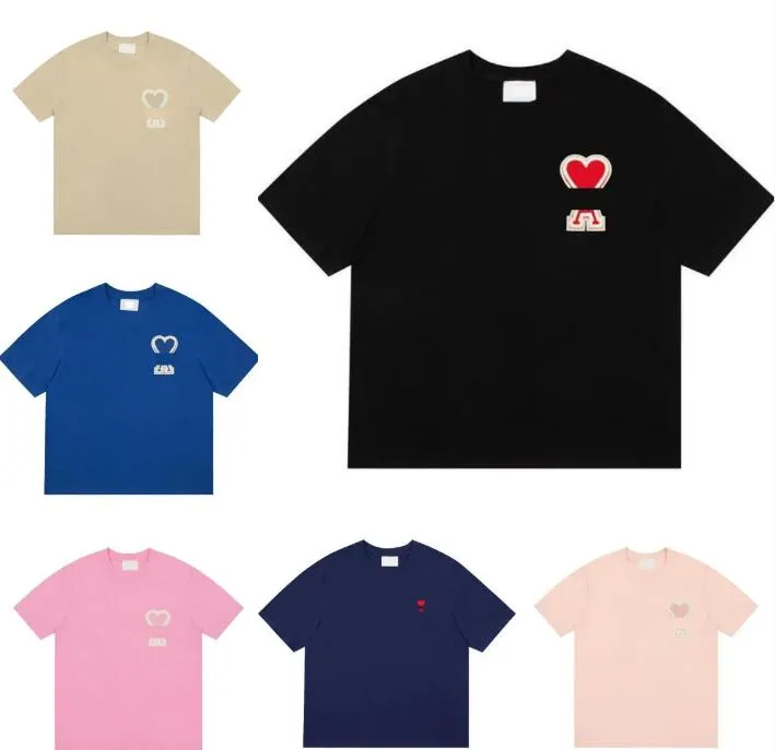 T-shirt di lusso di designer di selling caldo uomo manica corta a forma di cuore Maglietta in cotone nero in cotone puro sciolta