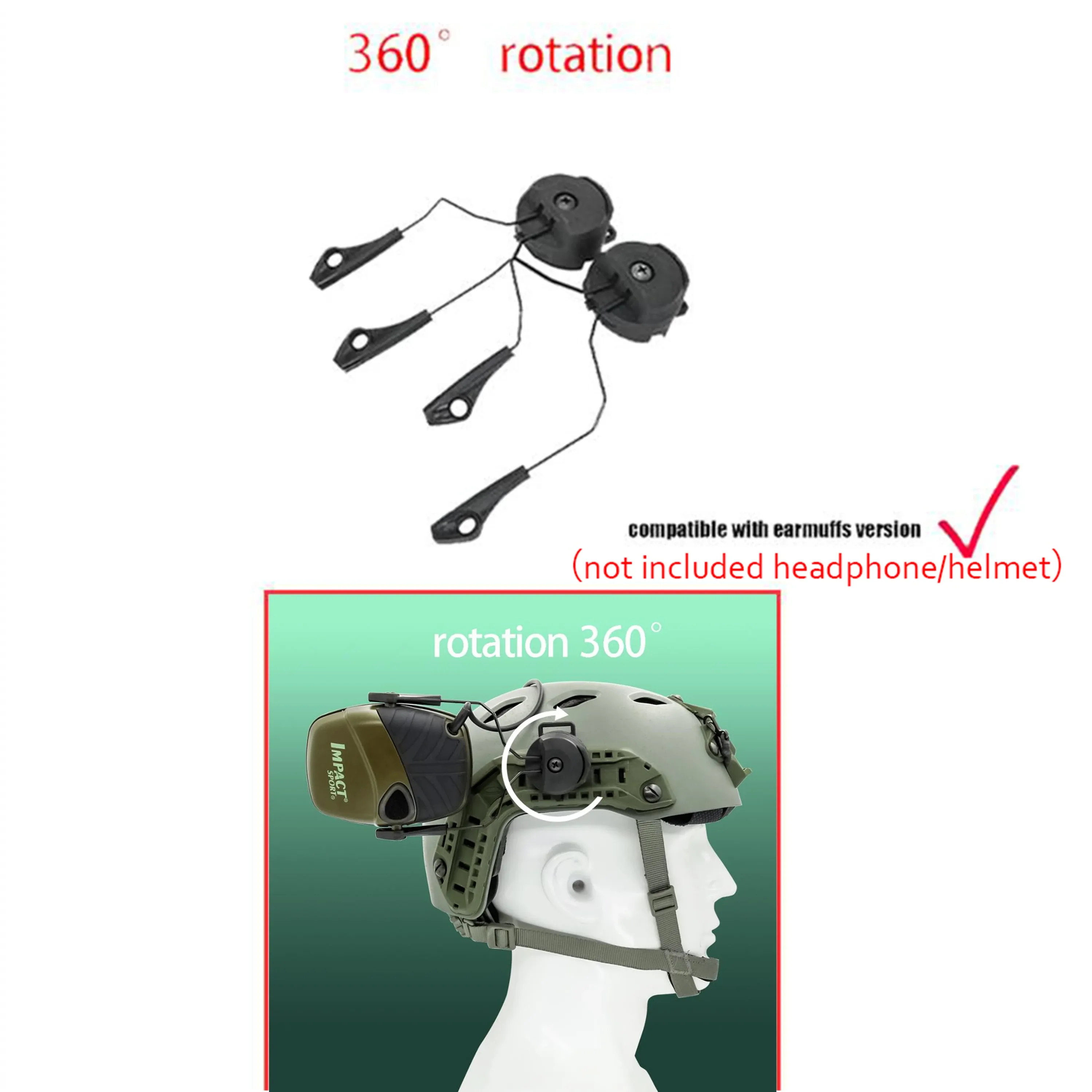 Tillbehör ARC OPSCORE HELEM RAIL ADAPTER Taktisk montering för Howard Leight Impact Tactical Headset och skjuthuvudset gratis porto.