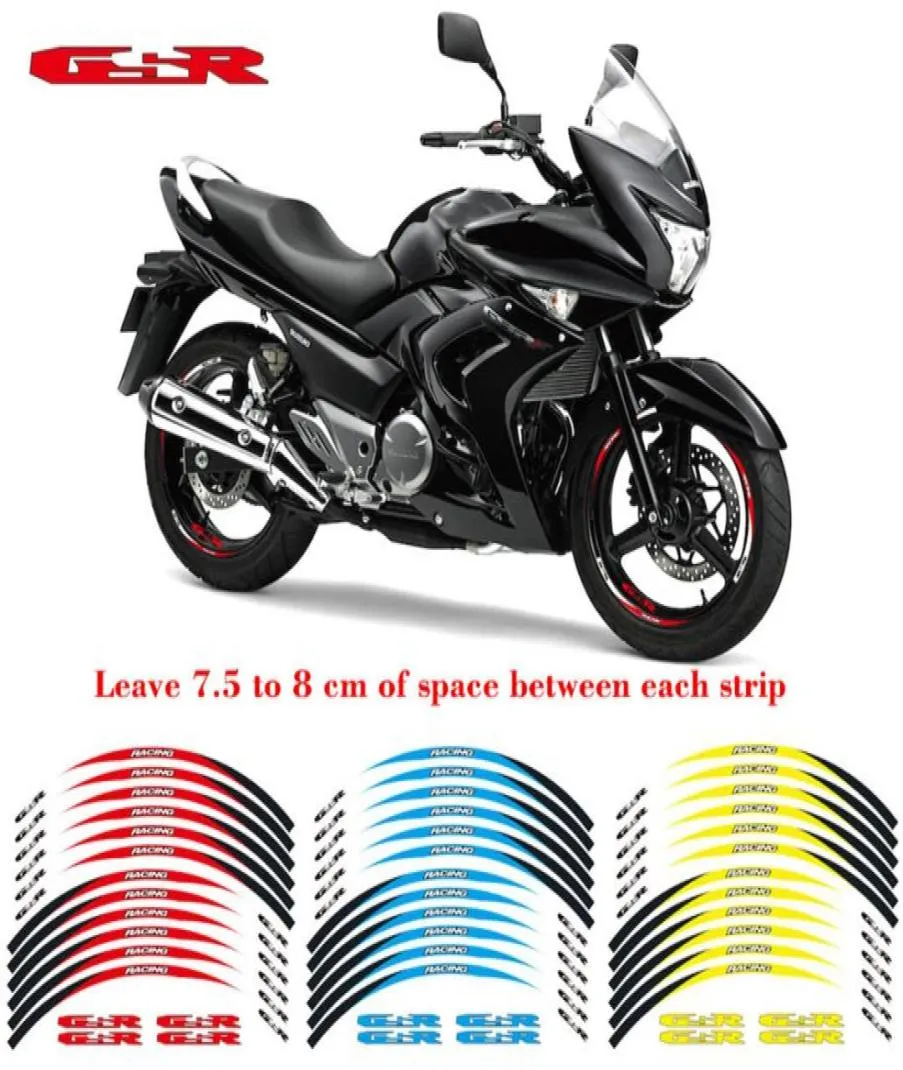 Customizable motorcycle tire inner ring reflective protective stickers stripe decorative decals 12 set for SUZUKI gsr2236334