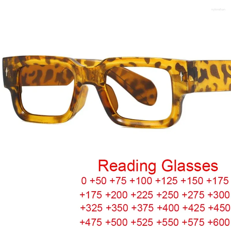 Solglasögon vintage män fyrkantig blå ljus blockering av läsglasögon kvinnor märkesdesigner leopard liten ram presbyopia förstoring glasögon