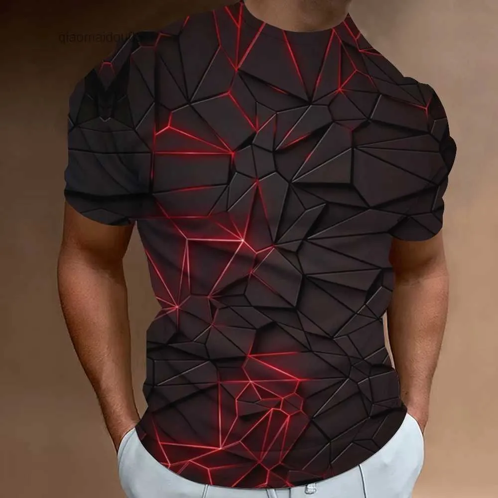 T-shirts pour hommes T-shirt géométrique T-shirt Men 3D Impression décontractée à manches courtes T-shirt Summer O-Neck Pullover Tops Cool Tops Fashion Street SweetShirtl2404