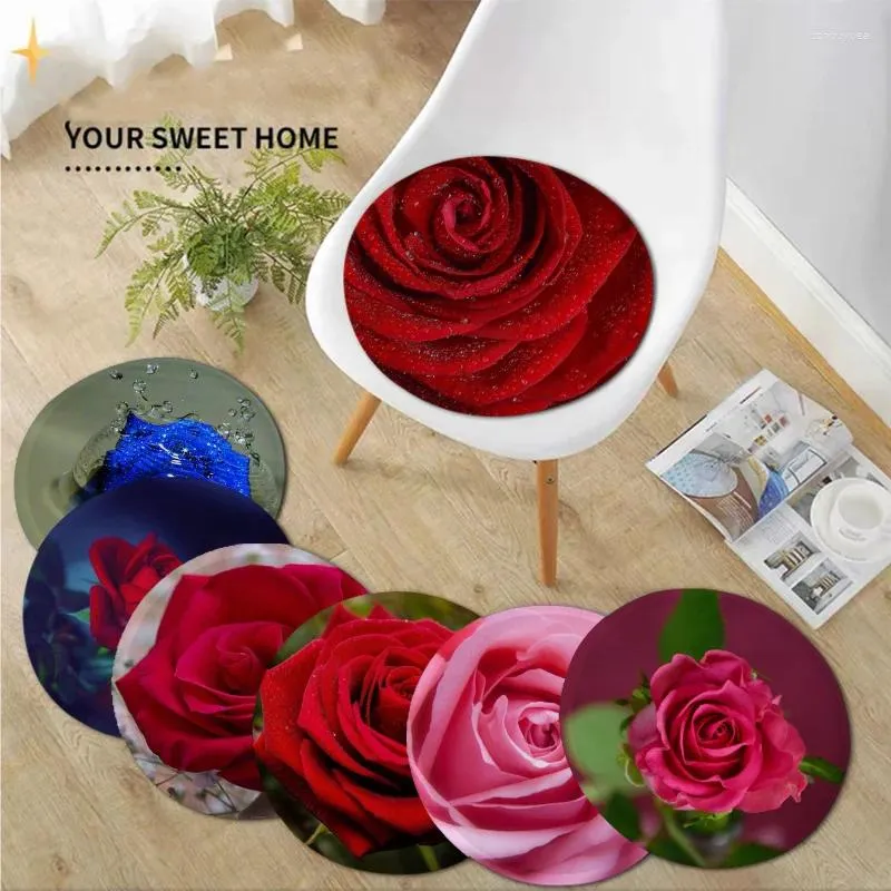 Oreiller des fleurs de rose aime la chaise décorative pour pavé doux pour salle à manger du bureau à la maison canapé de jardin décor tatami