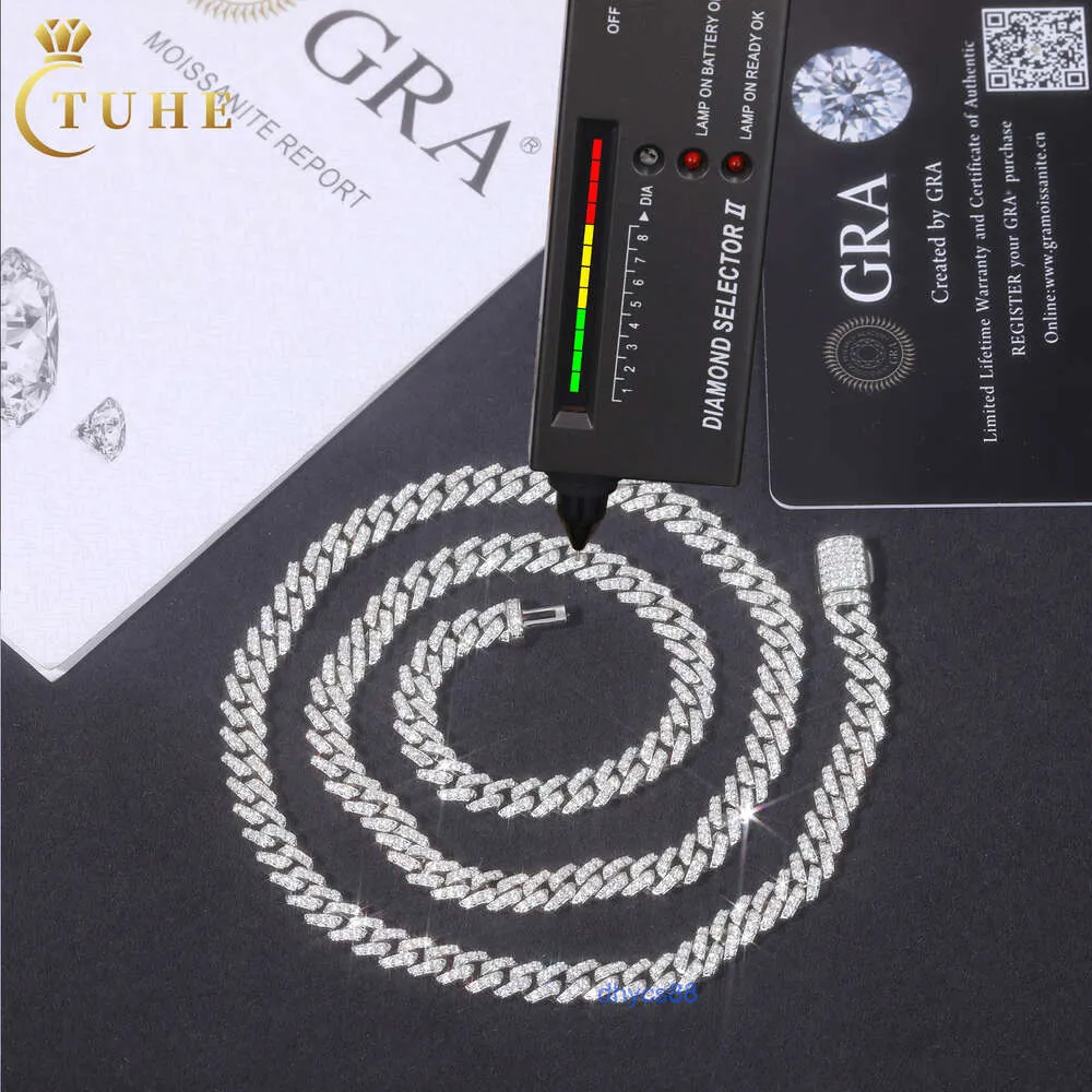 Factory Wholesale Hip Hop Jewelry Mens 6mm 925 Sterling Silver VVS Moissanite Diamond Iced Out Cuban Link Chain Necklace