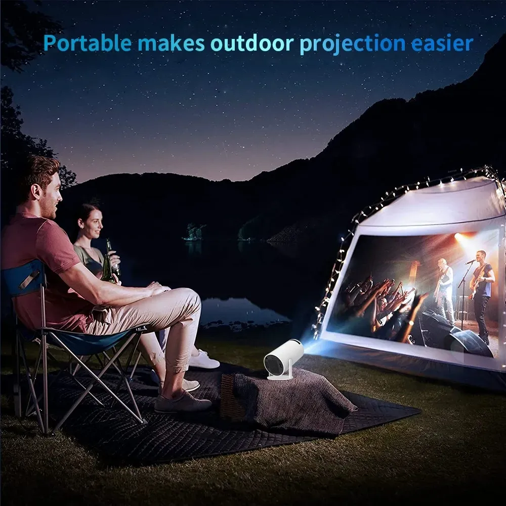 Portable Smart Projector HY300 Pro WiFi6 200ansi Android 11.0 4K 130 "Skärm BT5.0 1280 720p hemmabio utomhus camping