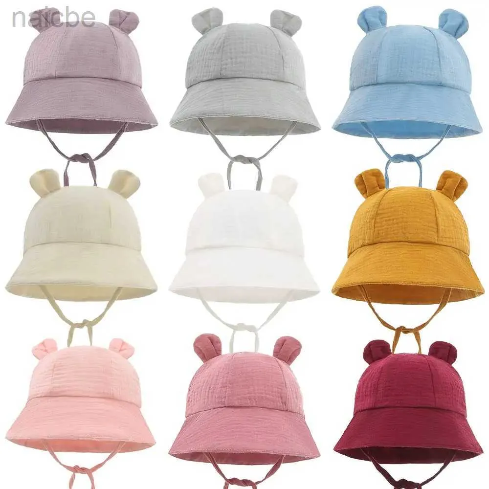 Caps chapeaux Soft Cotton Baby Sun Hat avec oreilles mignonnes lapin nouveau-né garçons filles chapeau de seau d'été