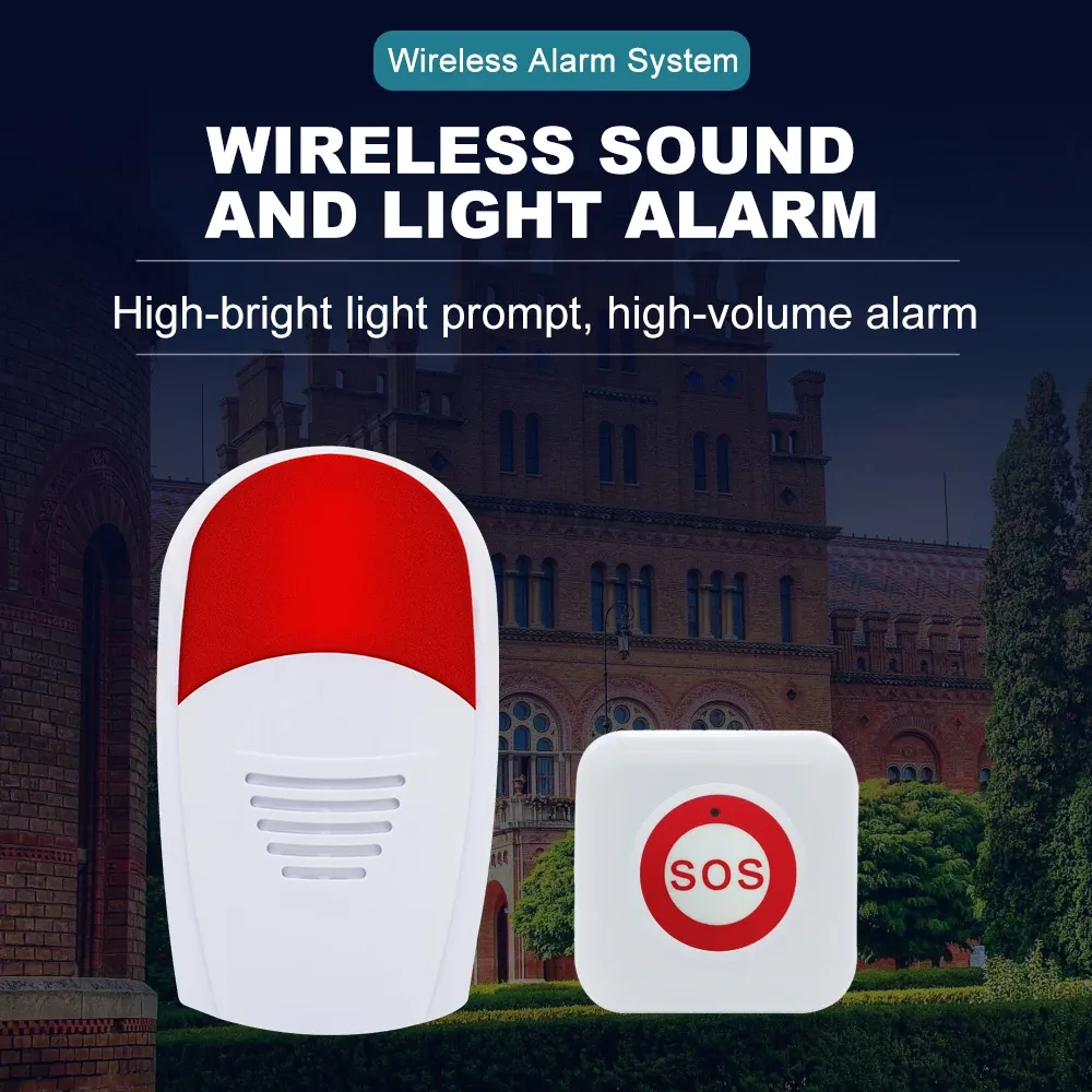 Düğme Jingle Bells Kablosuz Acil Durum Alarm SOS Su geçirmez dış mekan 120dB Siren Buzzer Home Hotel School Bank Hastanesi