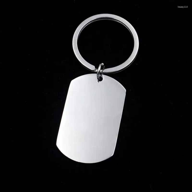 Keychains Fashion ID Dog Tag Rostfritt stål Keychain Militär armé Keyring för män Kvinnor Punk Metal Color Smooth Key Chain Gift