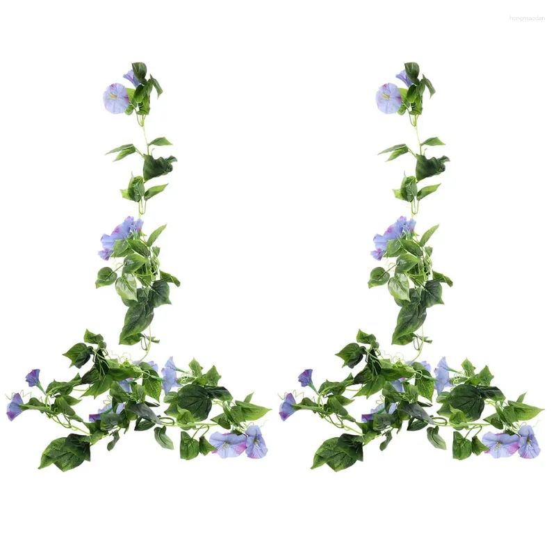 Decoratieve bloemen 2 pc's kunstmatige woning decor ochtend glorie hangende bruiloft wijnstok decoratie nep slinger plastic plastic