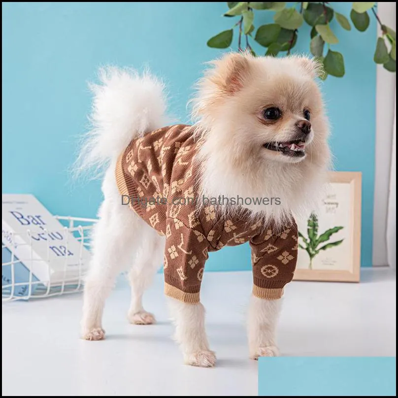 Abbigliamento per cani Warm Sighi di maglione per cani Abbigliamento con classico modello di designer di lettere jacquard abiti per animali