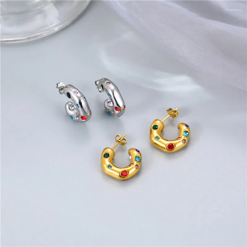 Pendientes de sementales Joyas de lujo clásicas C Forma Cz Parring For Women and Men Titanium Steel Top Quality Pareja Regalos