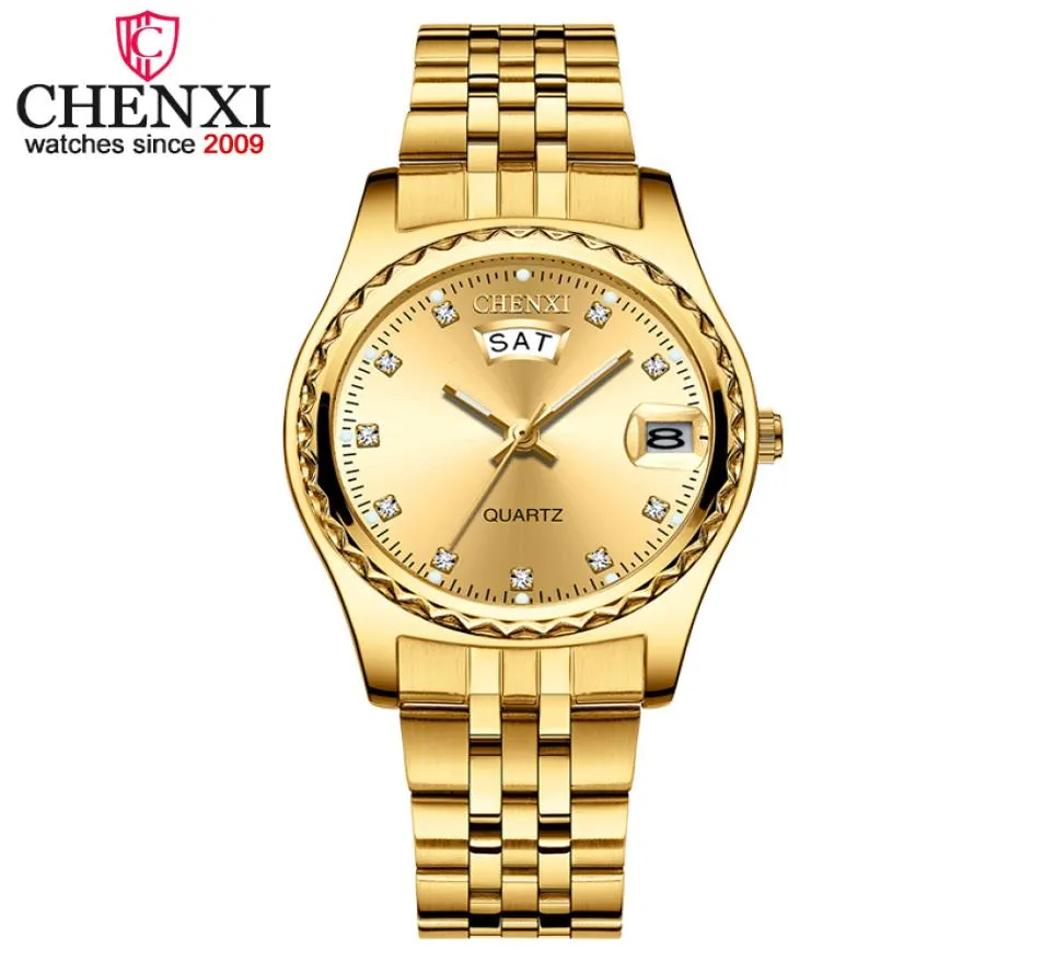 2019 Chenxi nowe zegarki złote kobiety sukienka Watch Fashion Ladies Rhinestone Quartz Watches żeńska zegar na rękę Relogio Femin4909498