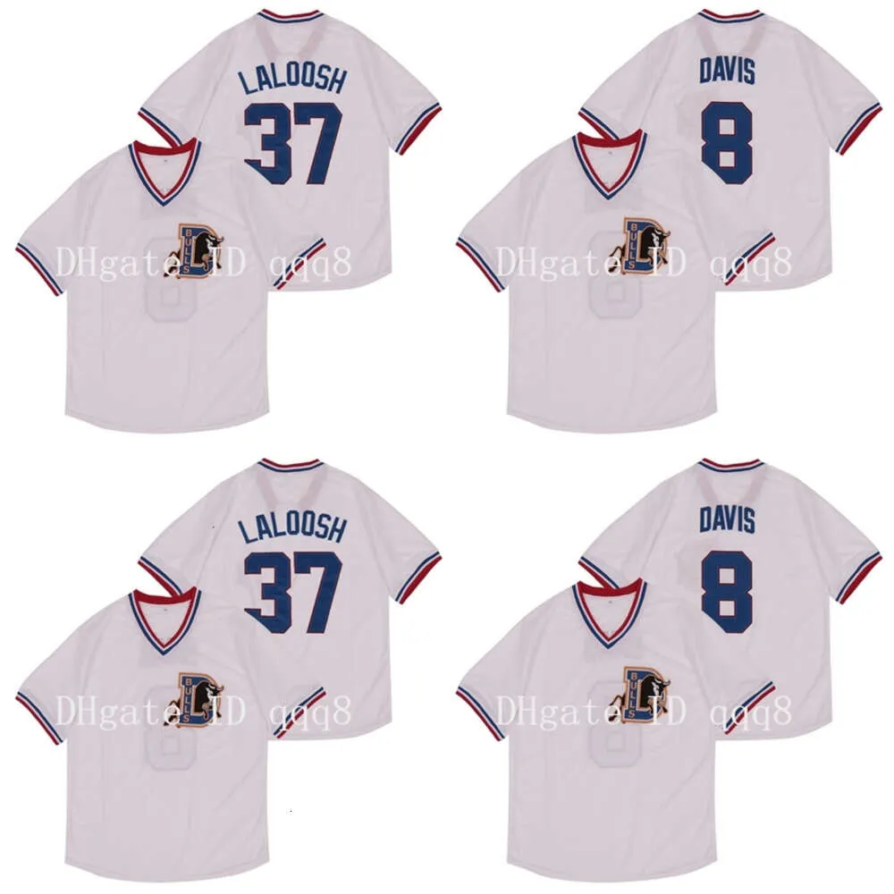 Kob Top Quality 1 Bull Durham 37 Ebby LaLoosh 8 Crash Davis Movie Jersey Stitched Size M-3XL