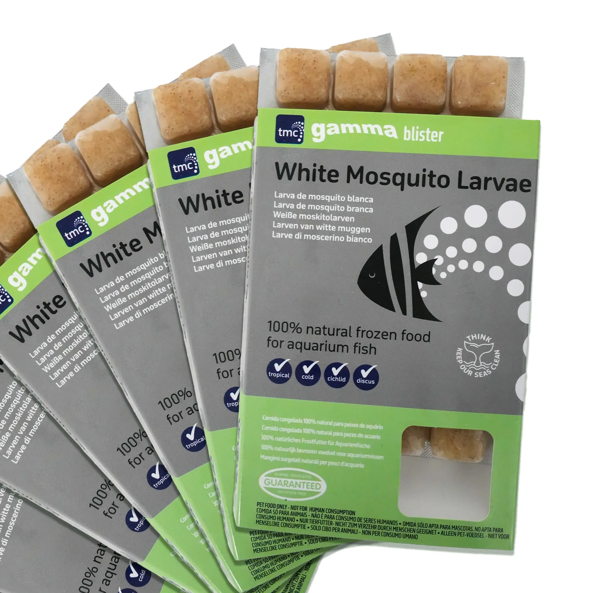 Premium Frozen Fish Food: White Mosquito Larvae Blister Packs, x
