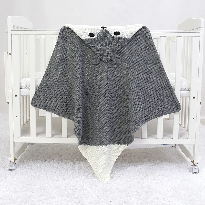 Setar baby filtar stickade nyfödda barnvagn sovsäckar super mjuk spädbarn flicka pojke sängkläder quilt 75*75 cm söta tecknad rävplädskydd