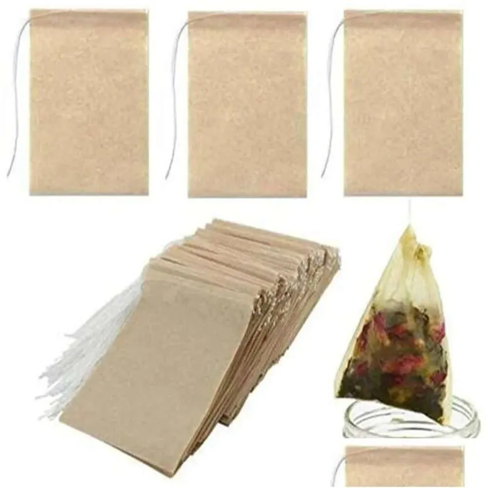 Outils 100pcs / lot Sacs de filtre à café de thé Natural Natural Paper Wood PP Matériau pour la gamme de feuilles lâches Livraison Home Garden Kitchen, DHVWK