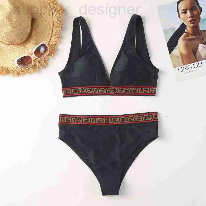 Designer da bagno femminile Cintura intrecciata Solido Cintura intrecciata Bikini Swimsuit 8JC7