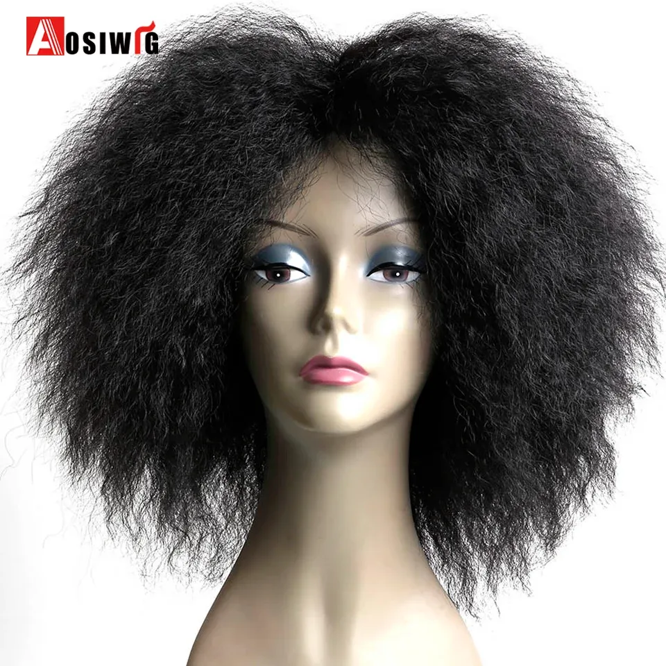 Parrucche AOSI parrucca capelli corti capelli soffici afro stravaganti marrone nero marrone naturale resistente al calore resplay parrucche per donne nere