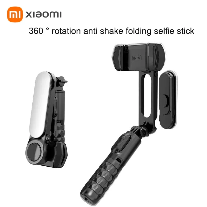 Pinnar xiaomi handhållna gimbals 360 ° rotation selfie stick foto stabilisering stativ med belysning trådlös bluetooth fjärrkontroll