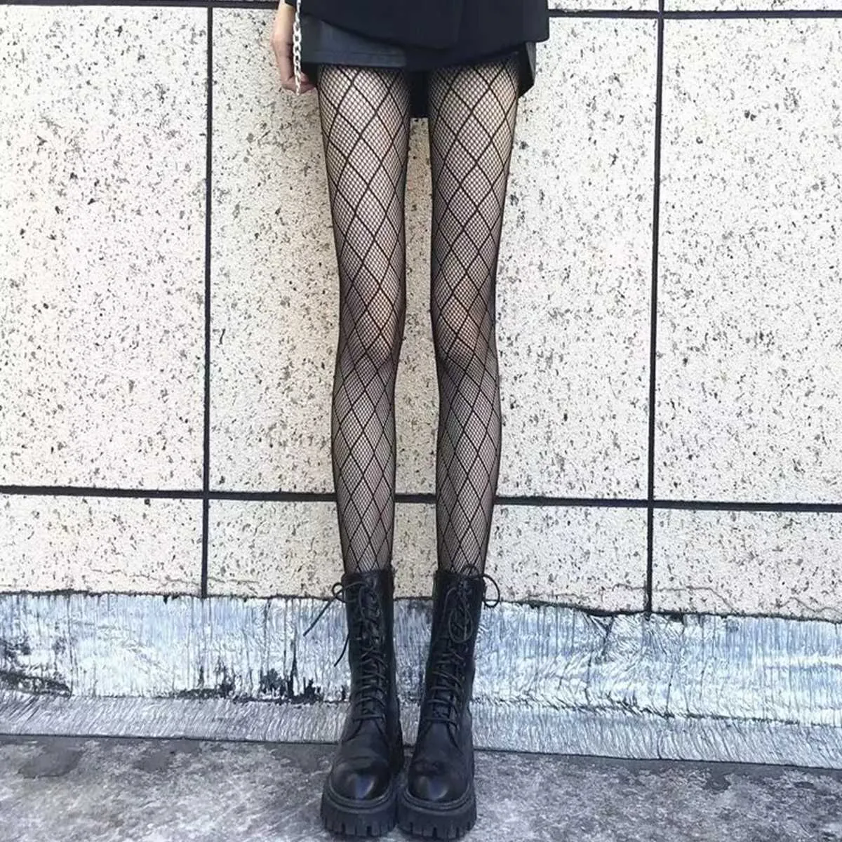 Sexy Socks Grid Patchwork Fish Net Lolita Girls Tights Knitting Cosplay Net Socks Big Size Glamour Party JK Size Plus Streetwear Wear