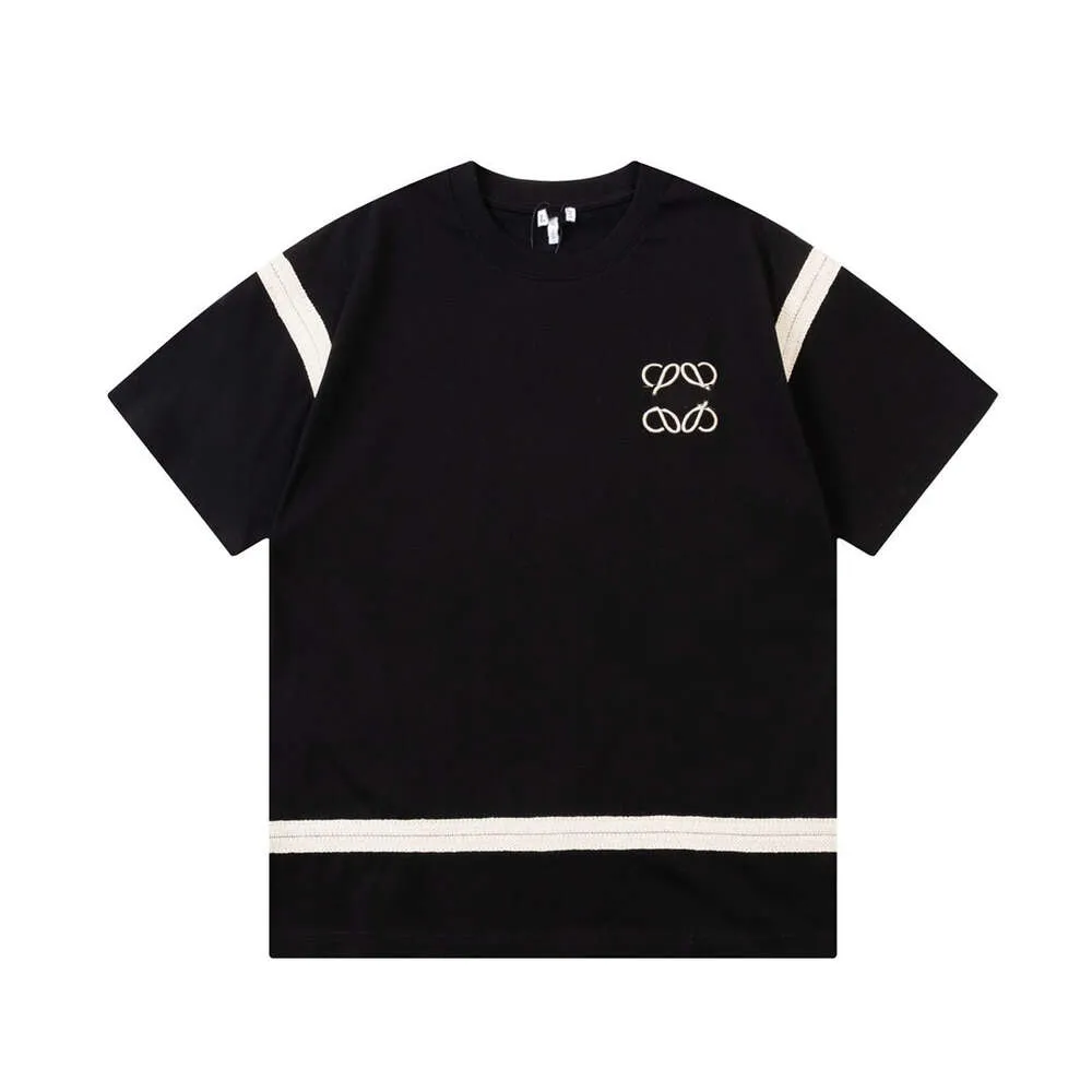 Hög version Luxury Fashion Luo Family Classic broderat band skarvad Löst kortärmad t -skjorta för män och kvinnor