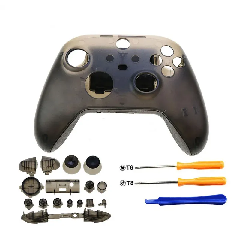 Fälle Löschen schwarzer Voll -Set -Gehäuse Hülle für die Xbox -Serie S Xbox Serie X X/S Controller Schienenplattenabdeckung Ersatz mit Tasten