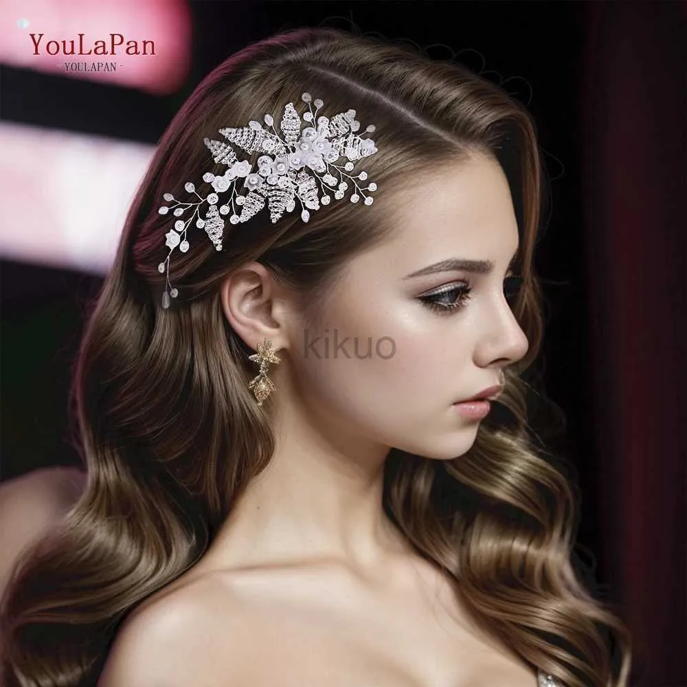 Bruiloft haar sieraden topqueen hp135 bruiloft haar kam bruids haar ornamenten kristal parel kralen haarclip haar accessoires handgemaakte vrouwen tiara d240425