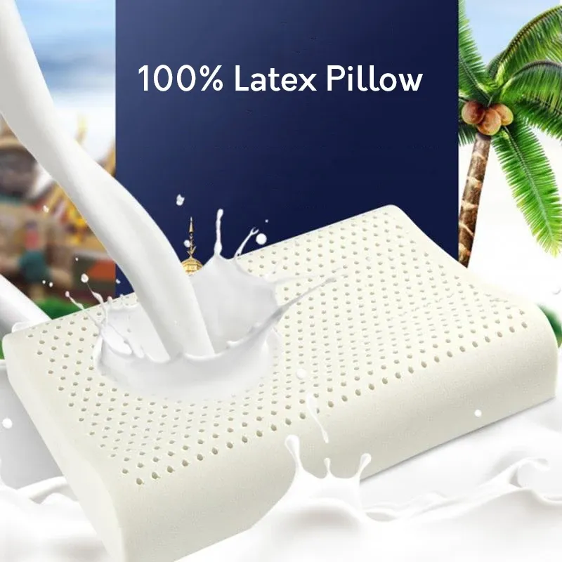 Massager Natural 100% Latex Neck Memory Pillows Thailand latex pillow adult children cervical spine massage pillow core home hotel pillow