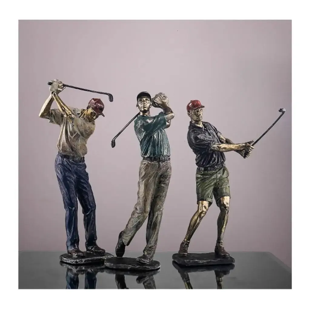 Golf Figure Statue Resin Vintage Golfer Figurines Home Office