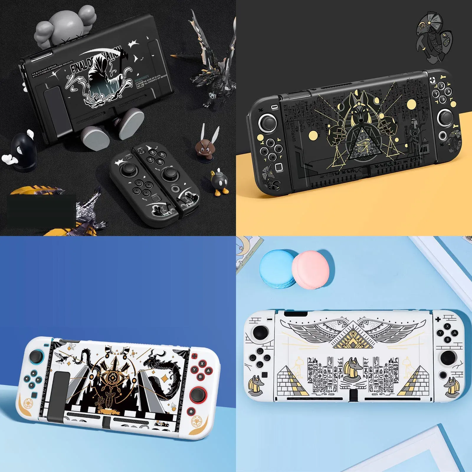 Caisses Ventes chaudes cutanée TPU Soft Protective Case pour Nintendo Switch Oled NS Joycon Front Back Haborder Shell Full Bumper Cover Protecteur