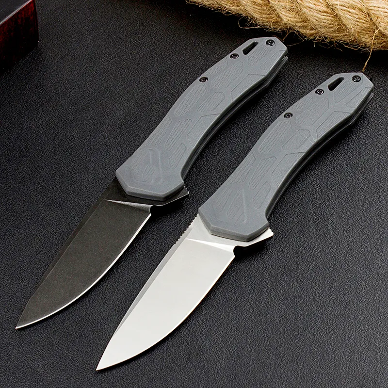 KS2042 KS2042 Flipper Assisté Couteau pliant D2 Black / White Stone Wash Blade GFN Handle Edc Pocket Couteaux avec boîte de vente