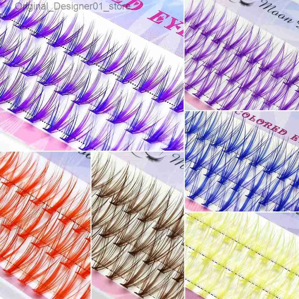 False Eyelashes Blue and purple mixed with colorful eyelash clusters eyelashes extend naturally in length 20D volume effect artificial rabbit personal Q240425