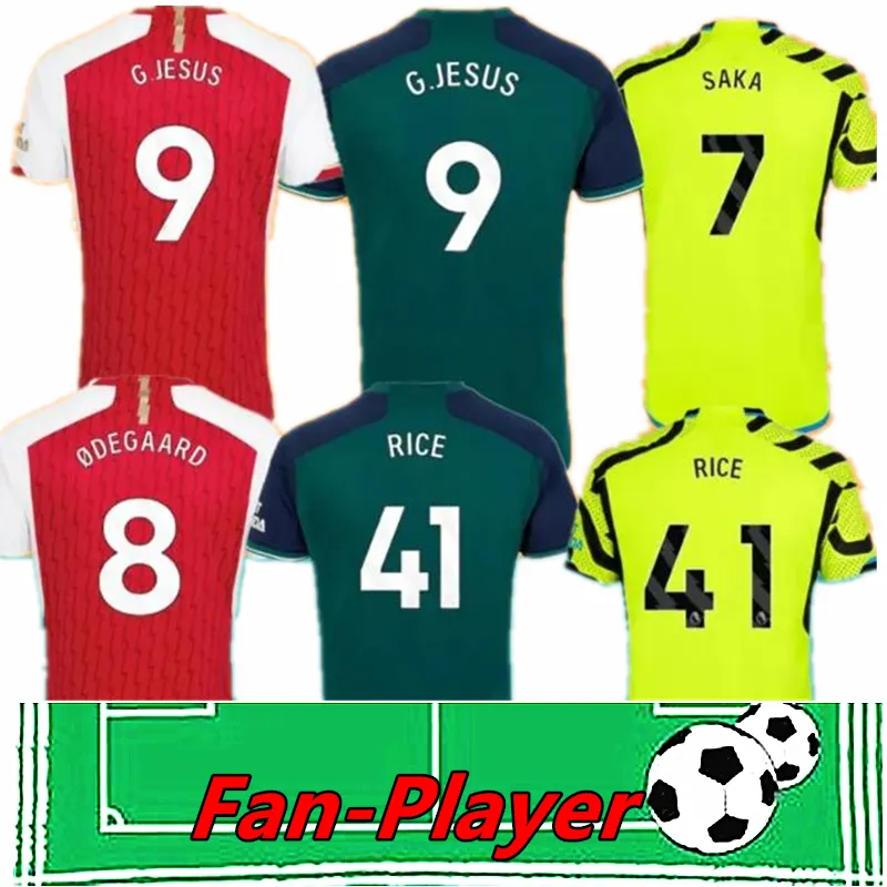 Saka Soccer Jerseys G. Jesus Odegaard Rice Havertz 23 24 Strzelcy Martinelli Smith Rowe Nketiah Zinchenko Saliba Trossard Football Shirt Arsen Men Kids Sets Sets Sets