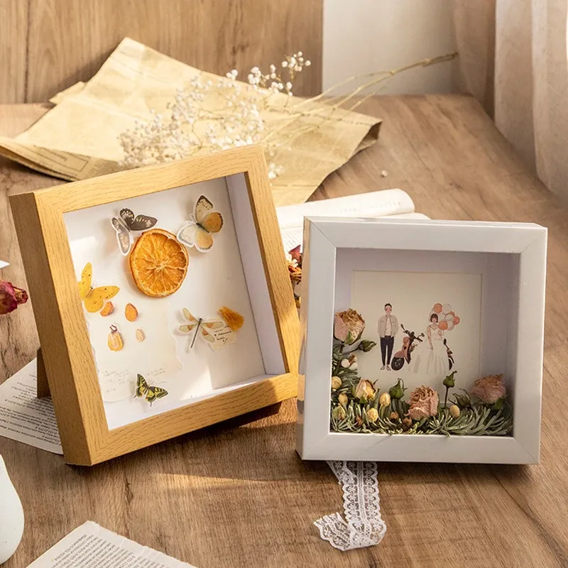 Frames 3CM Hollow Specimen Frame A4 DIY Photo Frame Set Butterfly Insect Clay Dried Flower Display Frame