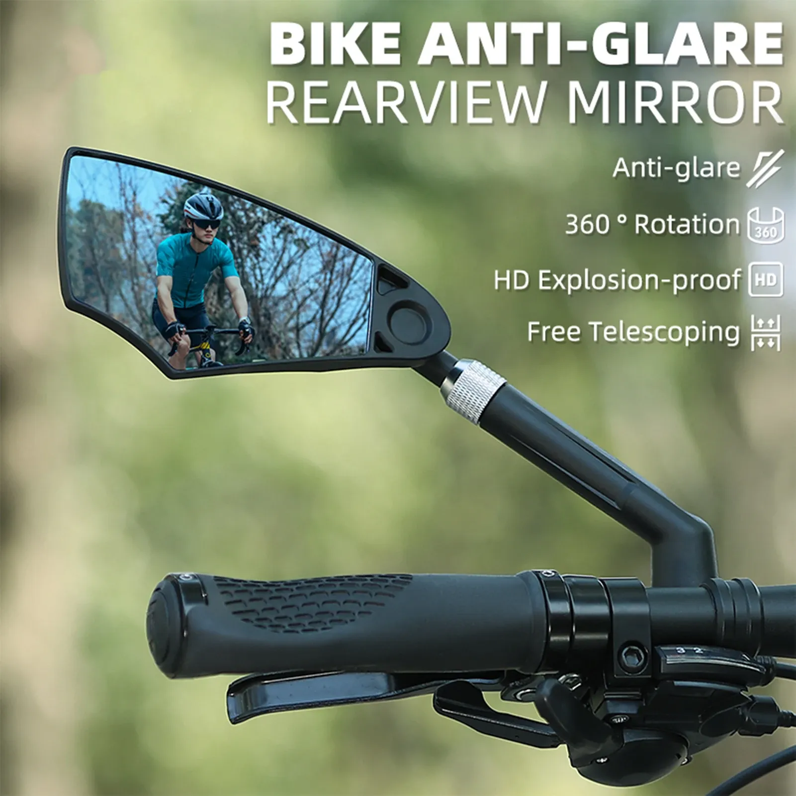 Tillbehör Universal Bicycle Rearview Mirror Justerbar Rotera Antiglar Cykelstyret Baksyn Bakvy för skotercykeltillbehör