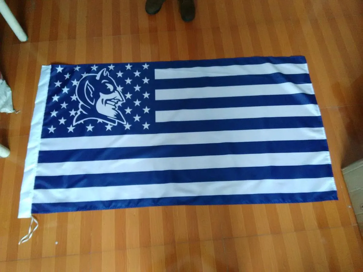 Duke Blue Devils Flag 3x5ft 150x90cm 100D Polyester Printing Indoor Outdoor Hanging vlag met messing doorvoertules 9990625