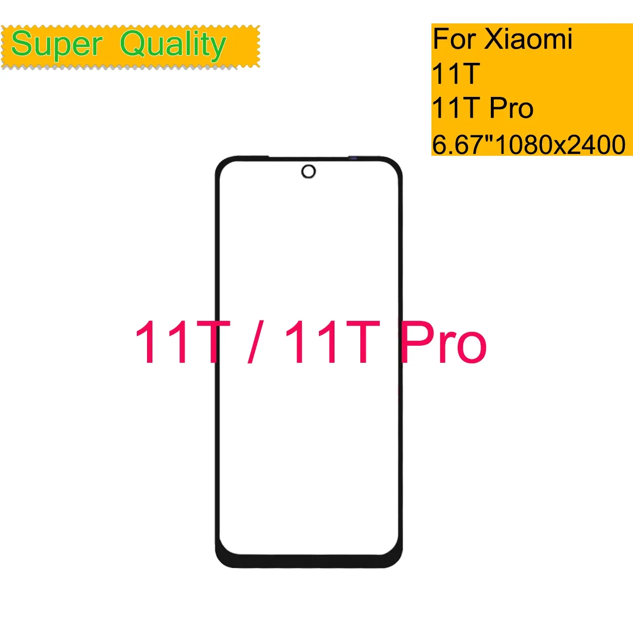 Pannello 10pcs/lotto per Xiaomi Mi 11t Pro Touch Screen Pannello Lina di vetro esterno anteriore per Xiaomi 11T LCD Glass con OCa