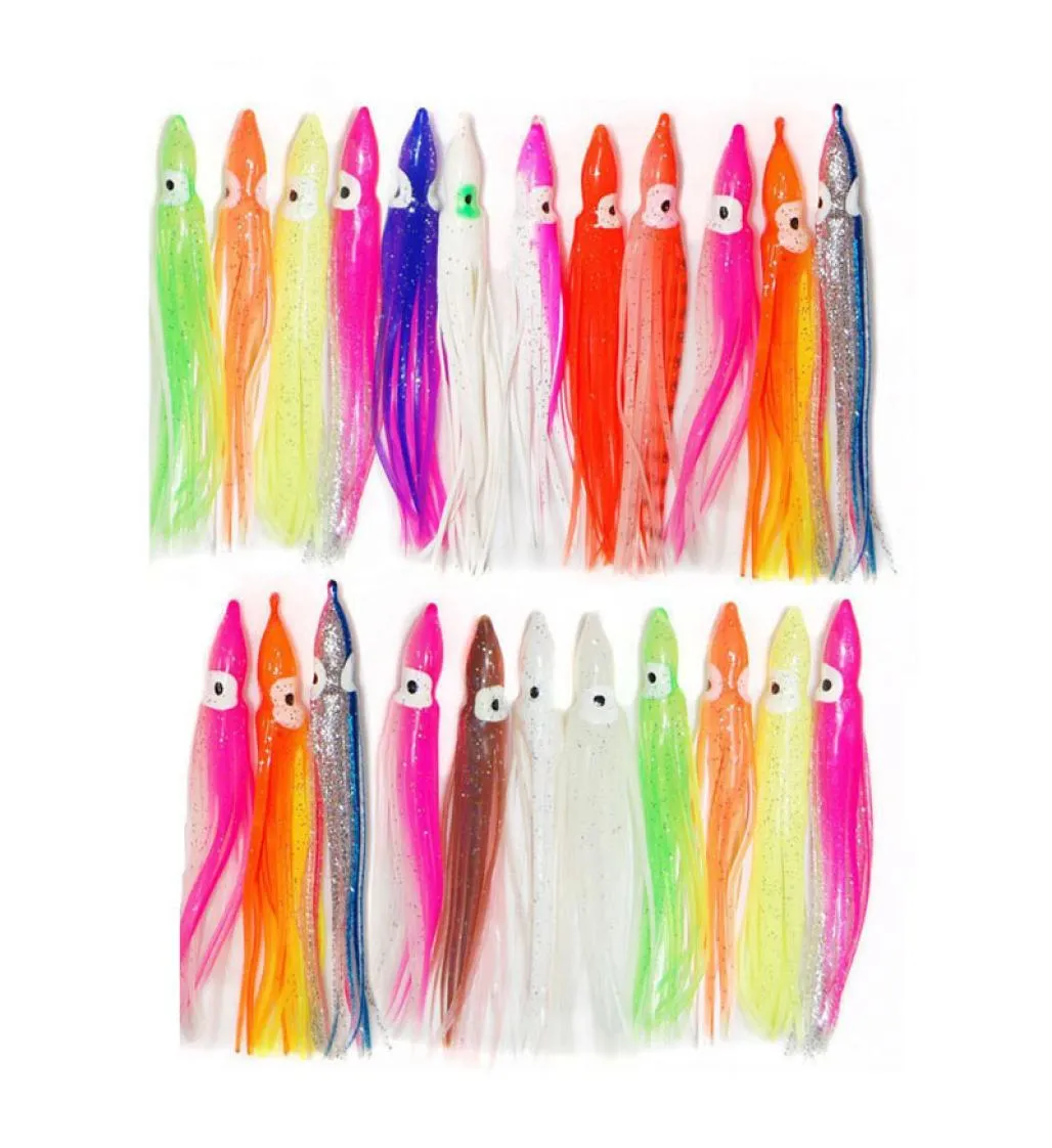 30pcs 10 cm weiche Kunststoff -Tintenfischereiköder für Jigs gemischte Farbe Luminöser Silikon -Tintenfischer