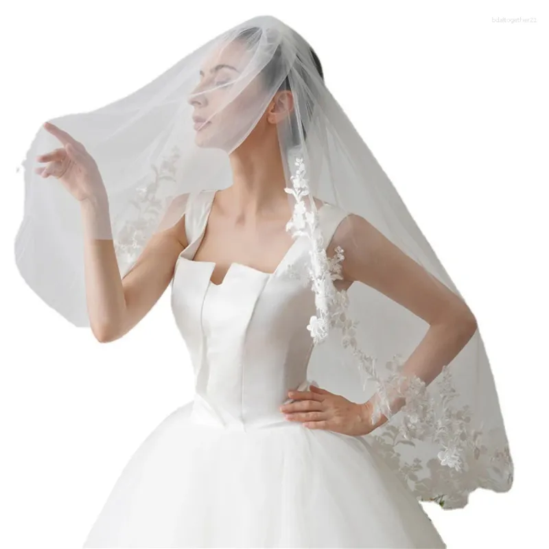 Veils de mariée Arrivée Mariage court pour la mariée Velos de Novia Mariage Accessoires Welon Matrimonio Ivory