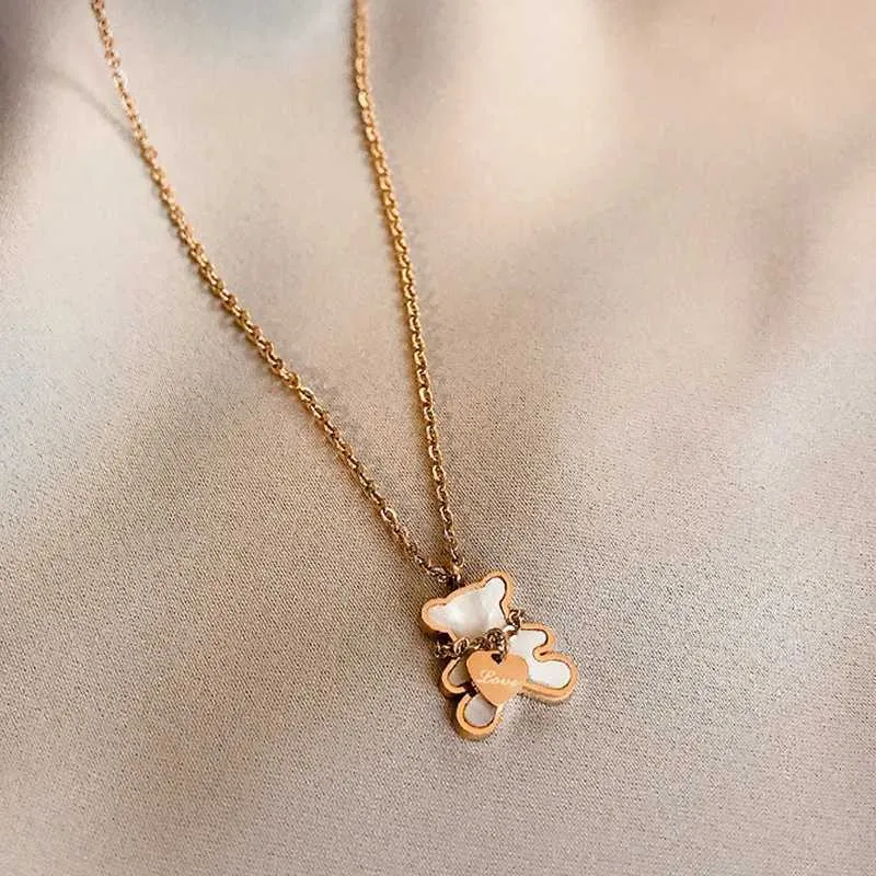 Vedhæng Halskæder Sød Bjørn Halskæde Til Kvinder Halskæde Choker Rustfrit Stål Tilbehør Mode Smykker Gratis_voghion.com
