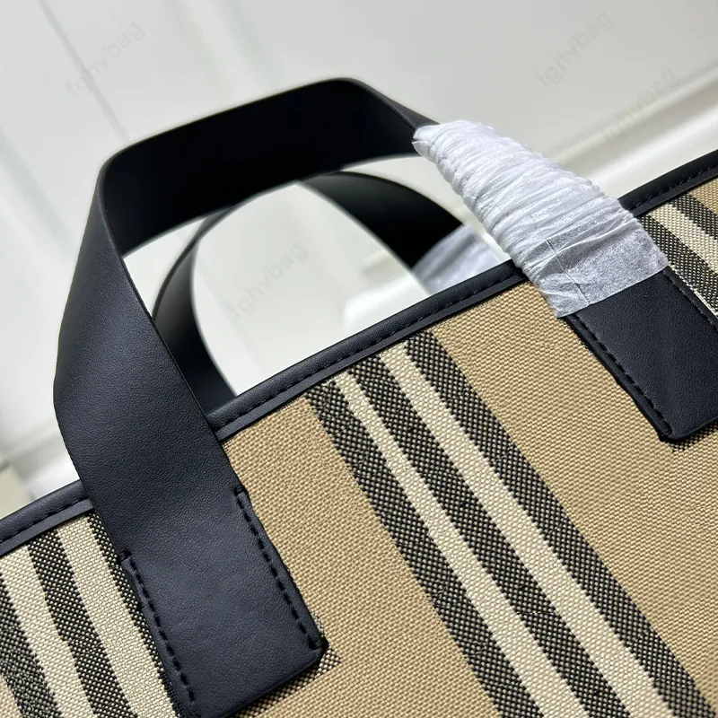 Canvas designer bags Striped tote bag Luxury women's bags High quality leather handle handbag Summer fashion crossbody bag shoulder bag 24 mini shopping bags