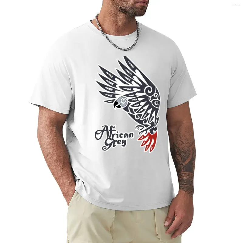 Heren Polos African Gray Parrot Tribal Tattoo T-shirt Anime Sweat Blacks Mens-kleding