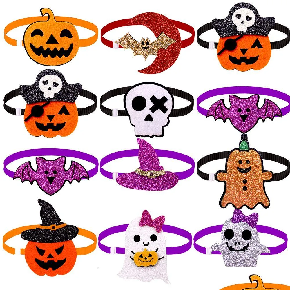 Cost Costumes 50pcs Halloween Dog Bowties pour les petits chiens Collier à nœud papillon