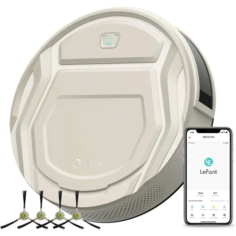 M210 Pro Robot Vacuum: 2200Pa Strong Suction, 120 Mins Runtime, Slim Quiet Self-Charging, WiFi App Remote Connected, Ideal for Pet Hair and Hard Floors.