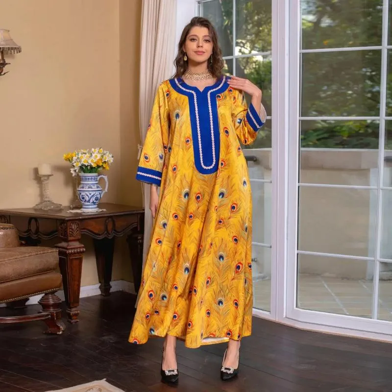 Vêtements ethniques Maxi High Quality Muslim Dress Arabe Primp Pressed Diamond Robes For Women Style National Lady Diamonds Femme Robe