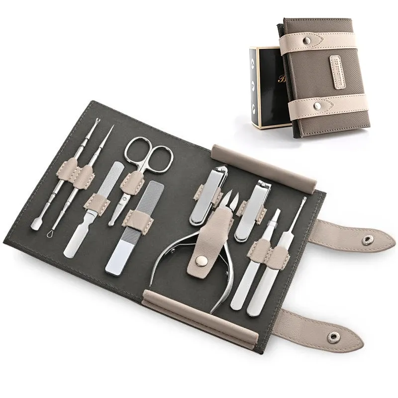 Kits Luxury Manicure Set Surgical Grade sax Rostfritt nagel Clipper Kit Fullt funktion Packe Pedicure för män och kvinnor