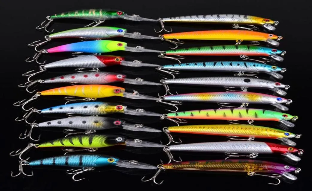 Nouveau 20pcSset Fishing Lure Mydeaux mixtes 20 Couleurs Minnow Fishing Wobblers Bait artificiel Tackle de pêche4758182